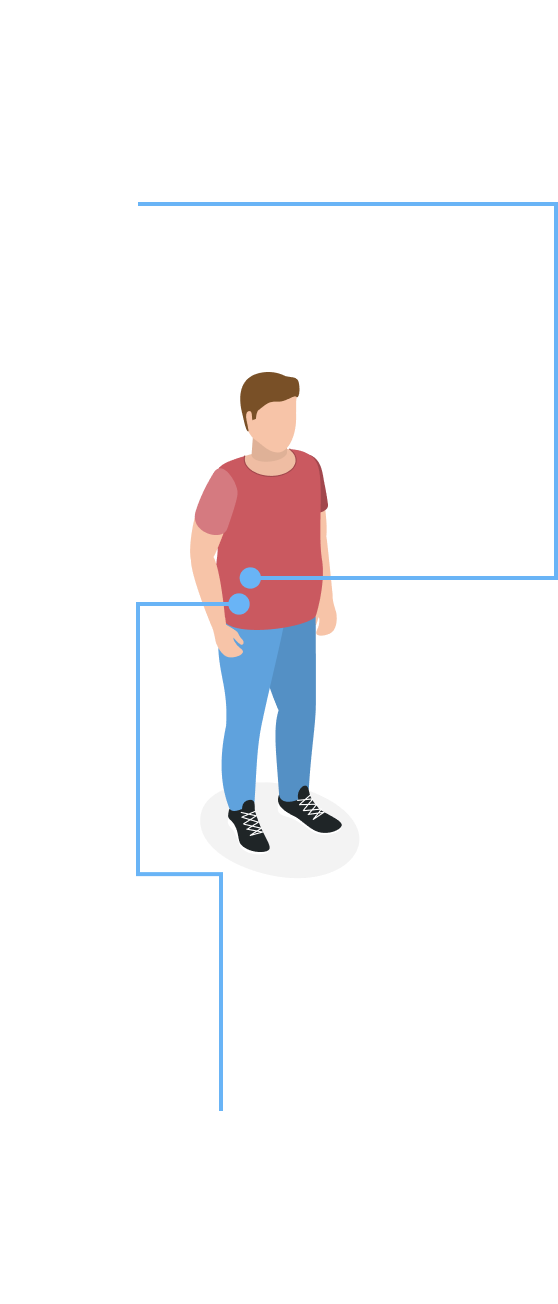 Image of areas of the body that glycogen storage disease type 1a may impact over time