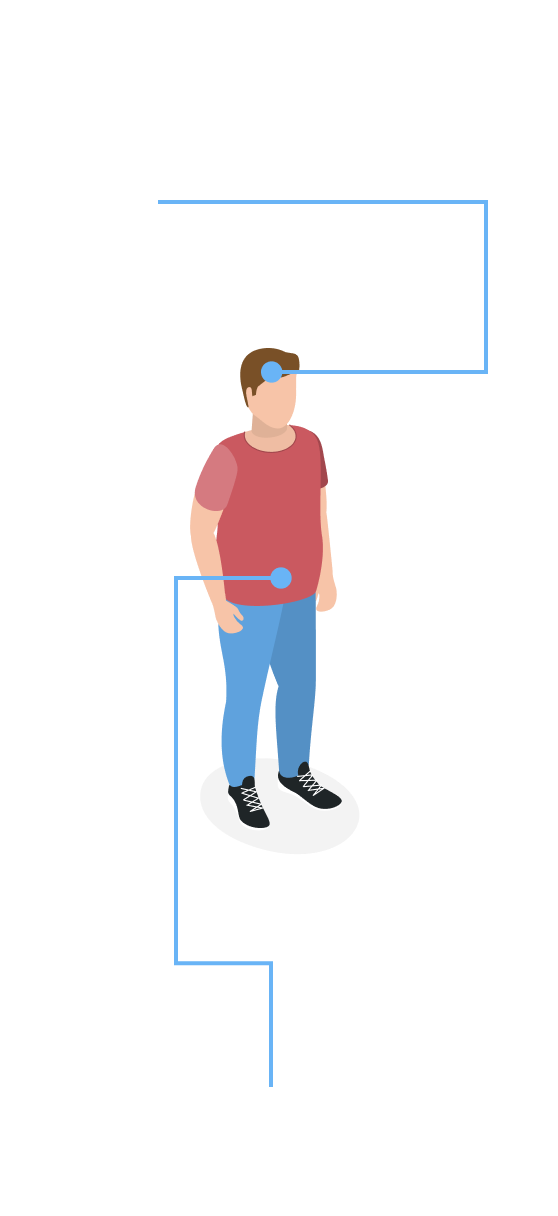Image of areas of the body that glycogen storage disease type 1a may impact over time